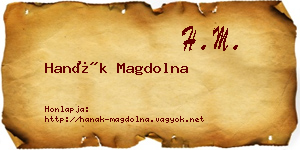 Hanák Magdolna névjegykártya